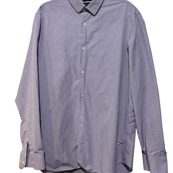 Banana Republic Men's Blue-Gray Checkered Button Down Shirt. Size 17-17.5 XL. - Picture 1 of 5